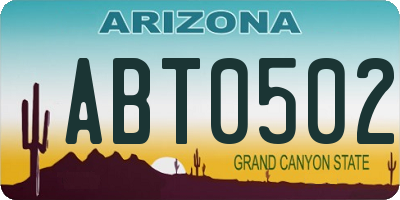 AZ license plate ABT0502