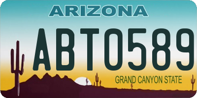 AZ license plate ABT0589