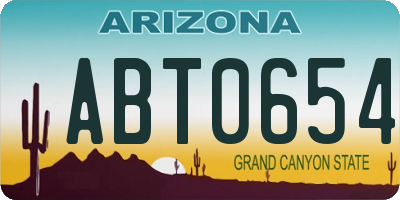AZ license plate ABT0654