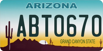 AZ license plate ABT0670