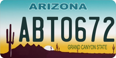 AZ license plate ABT0672