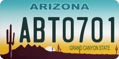 AZ license plate ABT0701