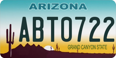 AZ license plate ABT0722