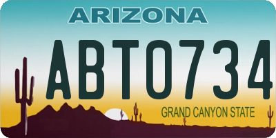 AZ license plate ABT0734