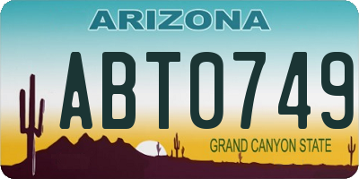 AZ license plate ABT0749