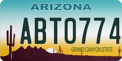 AZ license plate ABT0774