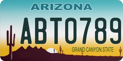 AZ license plate ABT0789