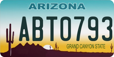 AZ license plate ABT0793