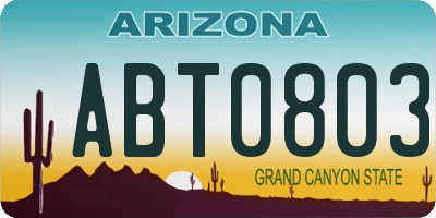 AZ license plate ABT0803