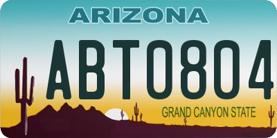AZ license plate ABT0804