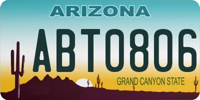 AZ license plate ABT0806