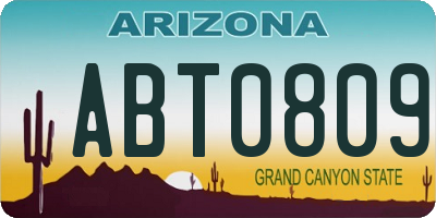 AZ license plate ABT0809