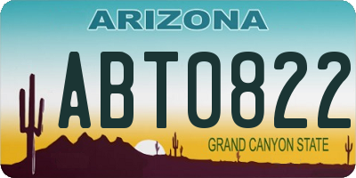AZ license plate ABT0822