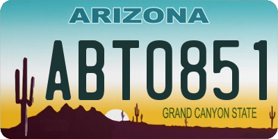 AZ license plate ABT0851