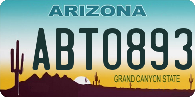 AZ license plate ABT0893
