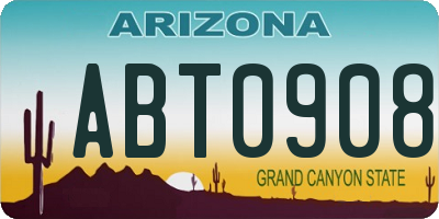 AZ license plate ABT0908