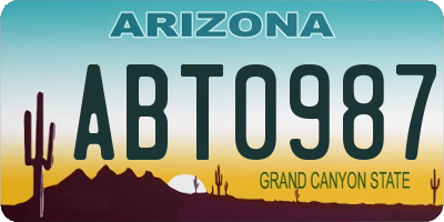 AZ license plate ABT0987