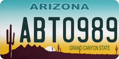 AZ license plate ABT0989