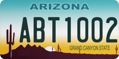 AZ license plate ABT1002