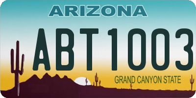 AZ license plate ABT1003