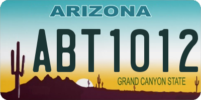 AZ license plate ABT1012