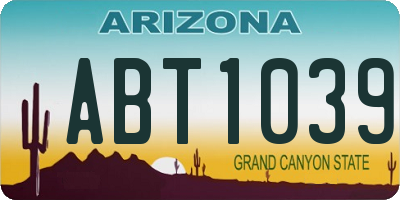 AZ license plate ABT1039