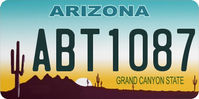 AZ license plate ABT1087