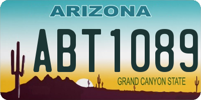 AZ license plate ABT1089