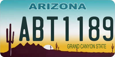 AZ license plate ABT1189