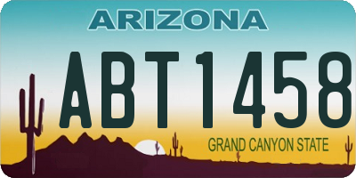 AZ license plate ABT1458