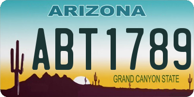 AZ license plate ABT1789