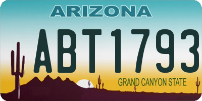AZ license plate ABT1793
