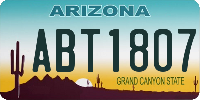 AZ license plate ABT1807