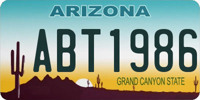 AZ license plate ABT1986