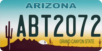 AZ license plate ABT2072