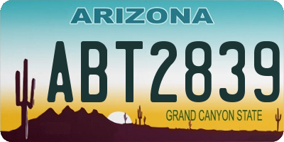 AZ license plate ABT2839