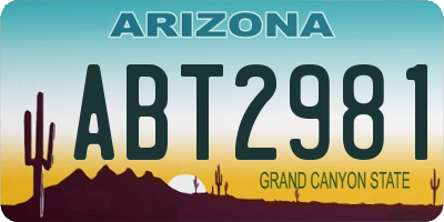 AZ license plate ABT2981