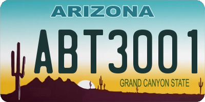 AZ license plate ABT3001