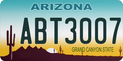 AZ license plate ABT3007