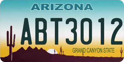 AZ license plate ABT3012