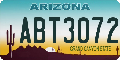 AZ license plate ABT3072