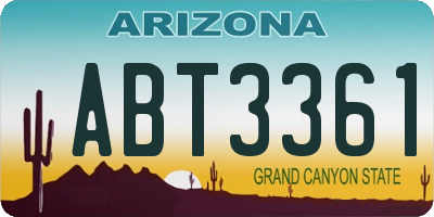AZ license plate ABT3361