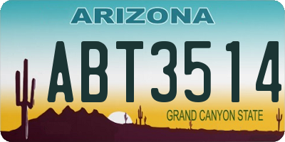 AZ license plate ABT3514