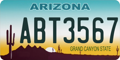 AZ license plate ABT3567