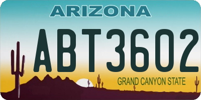 AZ license plate ABT3602