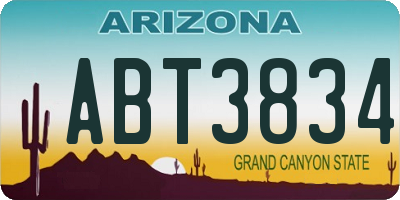 AZ license plate ABT3834