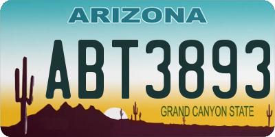 AZ license plate ABT3893