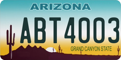 AZ license plate ABT4003