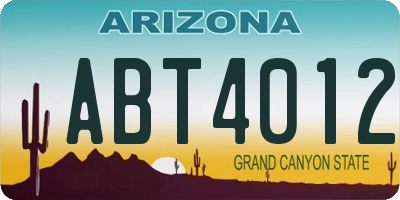 AZ license plate ABT4012