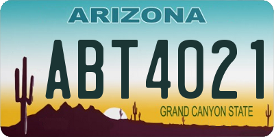AZ license plate ABT4021